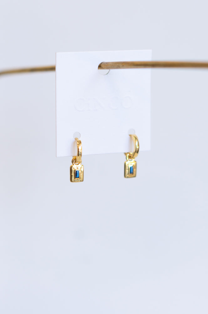 Sapphire Blue Gem Earring - Gold & Silver