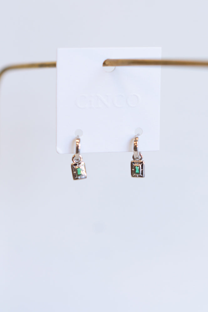 Emerald Green Gem Earring - Silver or Gold